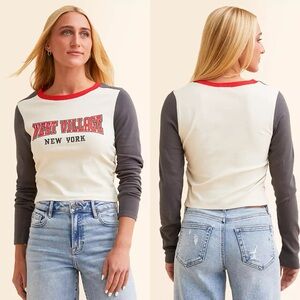 West Village New York Colorblock Long-Sleeve Tee - Cream & Gray